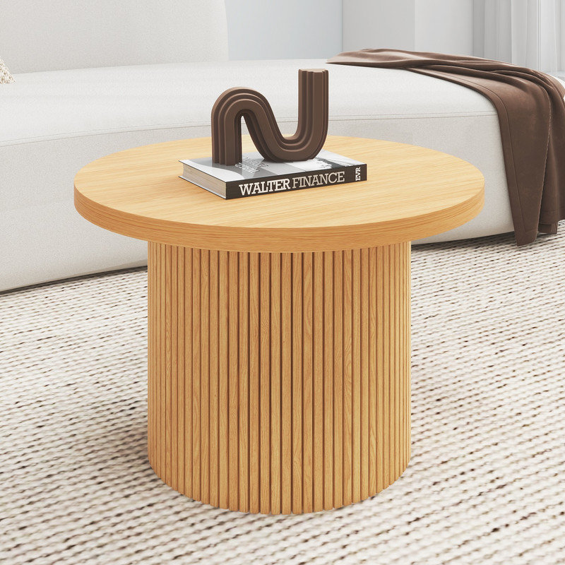 Ivy Bronx 23.60" Modern Farmhouse Round Coffee Table in Natural Wood